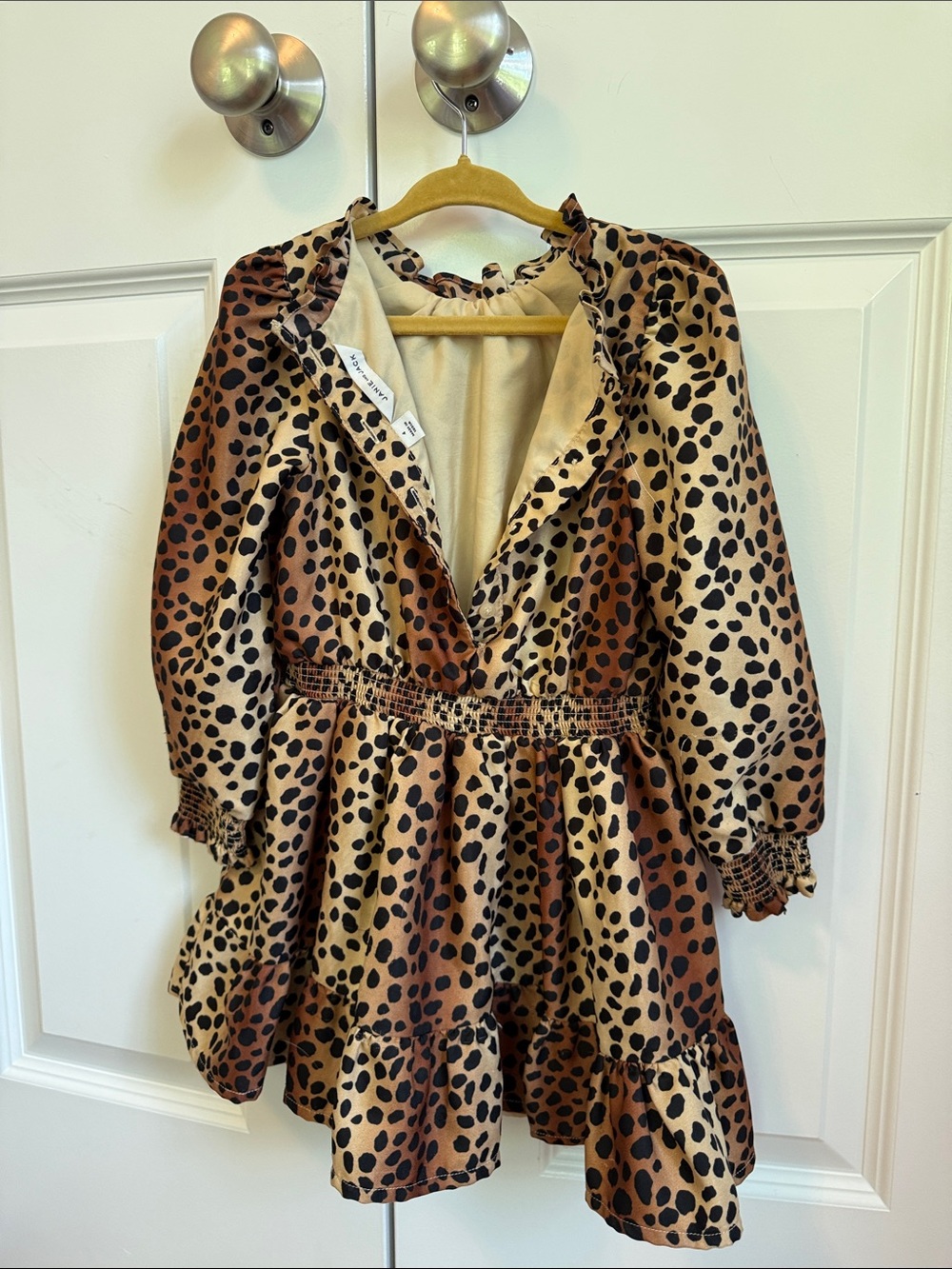 Janie and Jack Beige and Black Leopard Print Girls' Jacket - Picture 3 of 3